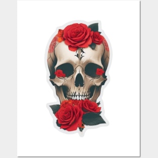 Rose Tattooed Skull Posters and Art